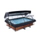 wood zwembad 220x150x65 filterpomp en overkapping en schaduwdoek