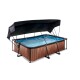 wood zwembad 220x150x65 filterpomp en schaduwdoek