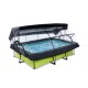 lime zwembad 220x150x65 filterpomp en overkapping en schaduwdoek